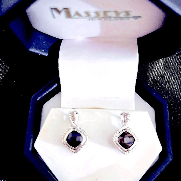 Nwot Dark brown chocolate quartz white gold earrings.  Perfect condition! - Picture 3 of 3